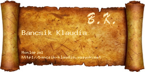 Bancsik Klaudia névjegykártya